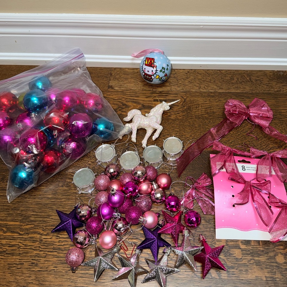 Christmas Tree Ornaments Assorted Lot Bundle Hello Kitty Unicorn Multi Colour